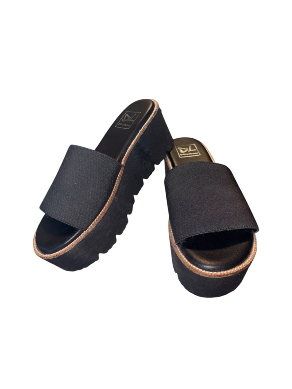 Dirty Laundry Pivot Black Platform Wedge Slide Sandals 90’s Grunge Y2K Size 6 - Picture 2 of 10